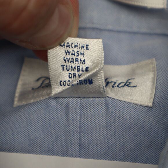 Paul Fredrick Shirt Mens 15.5 32 Blue Oxford Non Iron Two Ply Pinpoint Long Slv - Picture 9 of 16